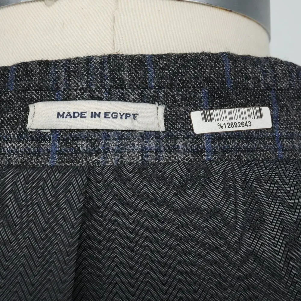 Joseph Abboud Sport Coat Mens 46R Gray Plaid Wool Jacket Lined Blazer Preppy